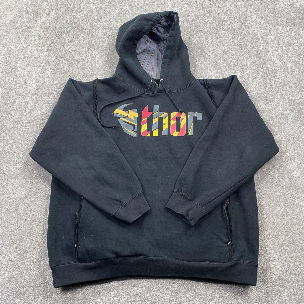 Thor Motocross Pullover Hoodie Black Men's Size L Dirt Bike Racing